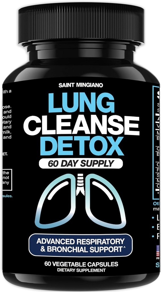 Lung Cleanse Detox, 60 Day Cleanse - Asistencia para la salud pulmonar dentro del bronquial & respiratorio Sistemas - Quit & Stop Smoking Aids - Herbal Detox for Lungs