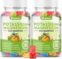 Gummies de magnesio de potasio para adultos Niños, Gummies de Potasio Libre de Azúcar Apoyo Leg Cramps & Muscle & Immune Health, Alta Absorción Magnesio Vegan Suplemento Gummies 5 Fruit Flavor 120 Cts