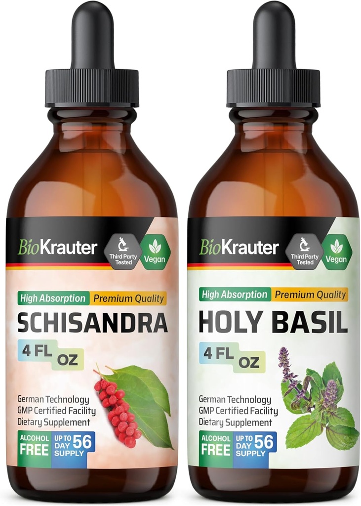 BIO KRAUTER Schisandra Tincture 4 Fl. Oz. " Holy Basil Tincture 4 Fl. Oz.