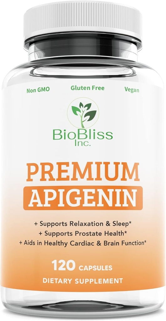 Suplemento de apigenina– 50mg 120 Caps, 4 Mes Bioflavonoide de Potente de Suministro*. Ayuda para el sueño para la relajación, salud de próstata " No GMO -Gluten Free- Vegan