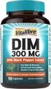 Suplemento DIM para Hombres, metabolismo estrógeno, equilibrio hormonal " Apoyo a la menopausia, DIM 300 mg con extracto de cobre negro, alta absorción, 90 cápsulas