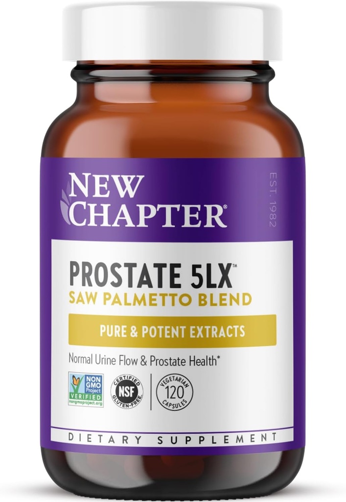 Nuevo capítulo Suplemento de próstata - próstata 5LXTM con la fuerza clínica Saw Palmetto + Selenio fermentado para el bienestar de los hombres - 120 ct
