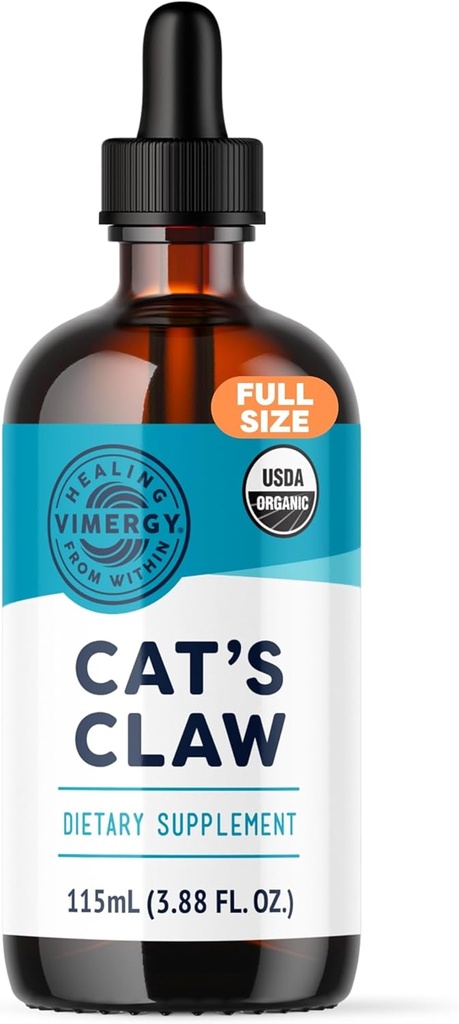 Vimergy Organic Cat’s Claw Liquid – Proporciona soporte antioxidante* – Beneficios El sistema inmunitario* – Orgánica, Vegana, Libre de gluten, No GMO – 57 Serviciones (115 mL)