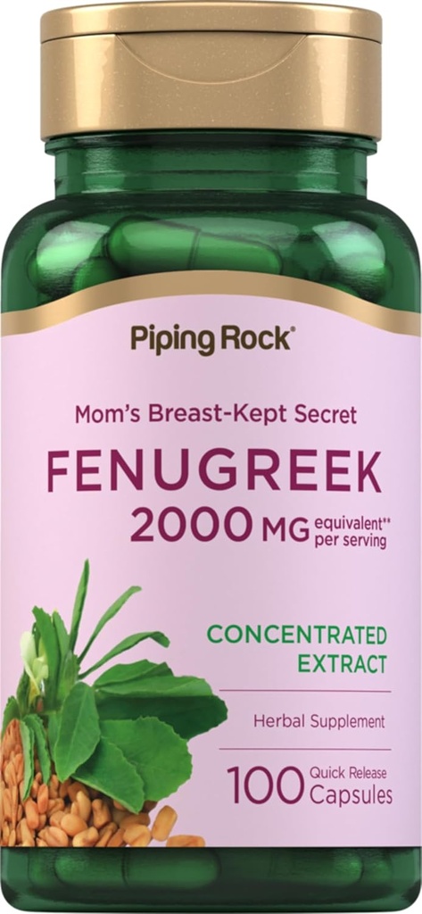 Piping Rock Fenugreek Capsules  2000mg ← 100 Pills ← Concentrado Semillas Extract 