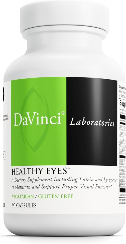 DAVINCI Laboratorios Ojos saludables - Suplemento dietético para mantener la función visual saludable y apoyar la salud ocular* - con vitaminas, minerales, luteína, licopeno, zaxantina y más - 90 cápsulas vegetales