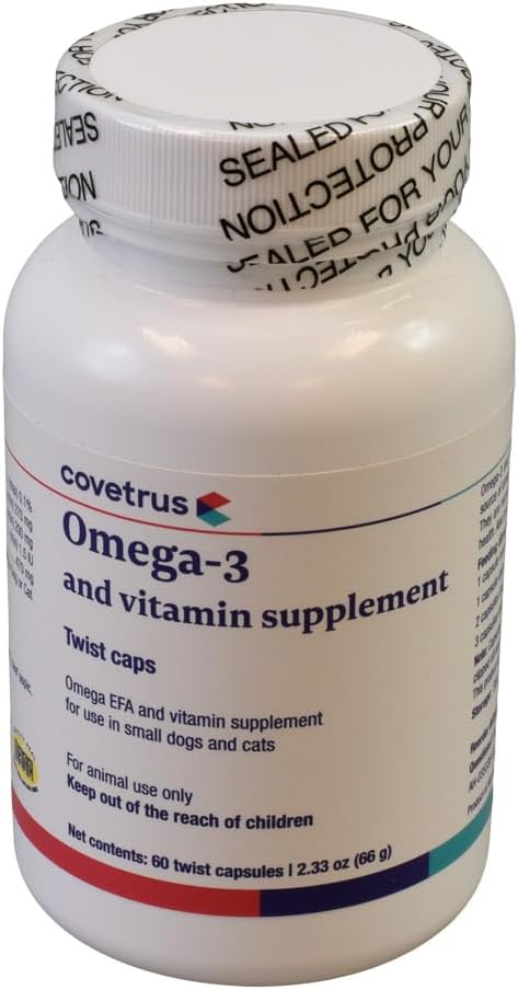 Omega-3 y vitamina suplemento Twist Caps para perros pequeños & gatos 60 ct