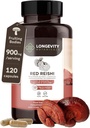 Longevity Botanicals Reishi Mushroom Extract Capsules (120) ← Concentrado 10:1 Ratio TEN 100% Fruiting Bodies TEN Lingzhi (Ganoderma lucidum) Suplemento para Immune, Stress & Sleep Support