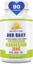 Suplementos de Potasio de Magnesio W Zinc - 90 Capsules 400MG Magnesio,450MG Potasio,50MG Zinc para la salud Vascular – Alta Absorción Vegan para cáscaras y sueño