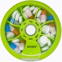 INVODA Organizador semanal de píldoras 7 Caja de píldoras rotativas para medicamentos diarios & vitaminas - Caja de píldoras de viaje portátil Suplementos de aceite de pescado Vitaminas Organizador (Orange)