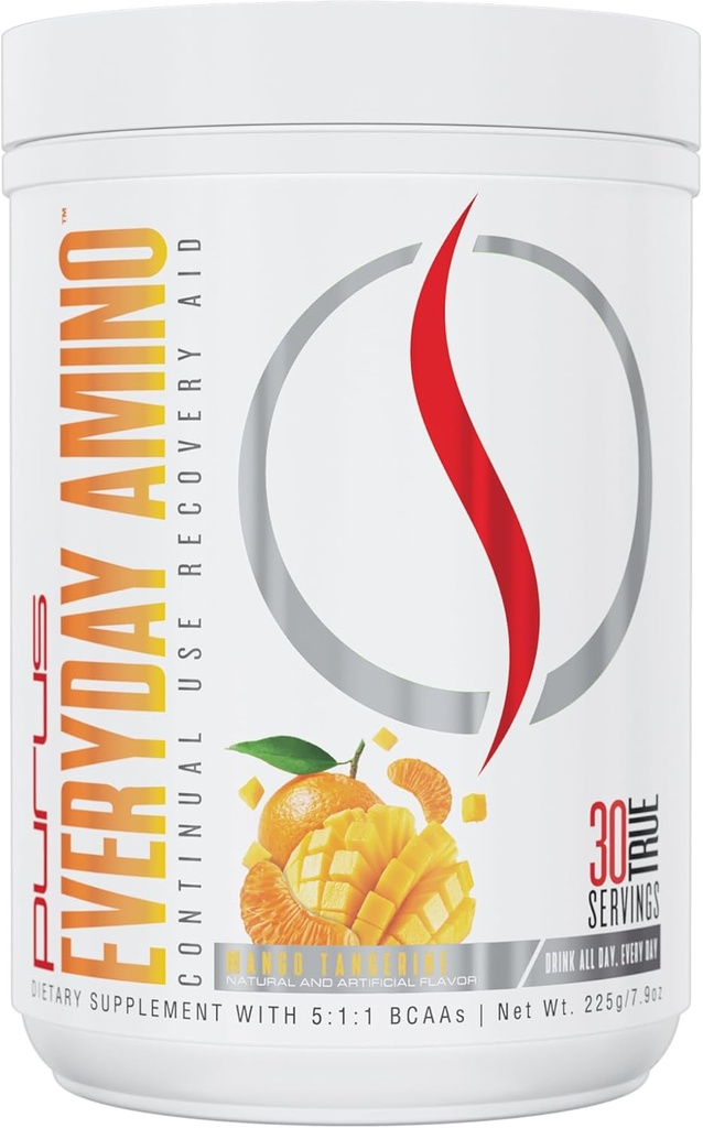 Laboratorios de Purus Todos los días Amino BCAA Powder ← Amino Acids for Muscle Hydration & Recovery ¦ Sugar Free & Gluten Free ← 30 Servings (Fresh Mango Tangerine)