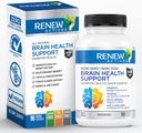 Renew Actives Brain Health Support – Bacopa 300MG, Ginkgo 100MG, Lion’s Mane 200MG por 2 cápsulas – apoya la salud cognitiva, la memoria mejorada, promueve Focus & Mood – Made in Canada - 90 cápsulas