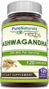 Naturales puros Ashwagandha 500 Mg por Serving 120 Veggie Capsules Suplemento  Hecho con Natural Ashwagandha ← Non-GMO Silencio Gluten Free ← Made in USA
