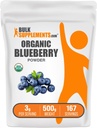 BulkSupplements.com Polvo de arándanos orgánicos - Soporte antioxidante, Suplemento de arándano - Vegan > Gratuito, 3g por ser, 500g (1.1 libras) (Pack of 1)