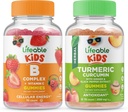Complejo Lifeable B Niños + Turmeric Curcumin Niños, Gummies Bundle - Gran Tasting, Suplemento de vitamina, Gluten Gratis, GMO Gratis, Chewable Gummy