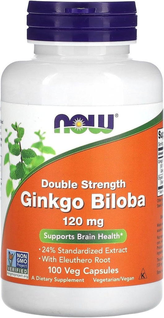 AHORA Alimentos Ginkgo Biloba, 120 mg, 100 cápsulas de verduras