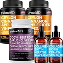 Collagen líquido Biotina (2pk), Ceylon Cinnamon (2pk), y Nitric Oxide (1pk) Suplemento Bundle - Potent Vitamins for Hair, Skin, Nails, Heart, Metabolism, " Lipid Support - Non-GMO, Vegan, Gluten-Free