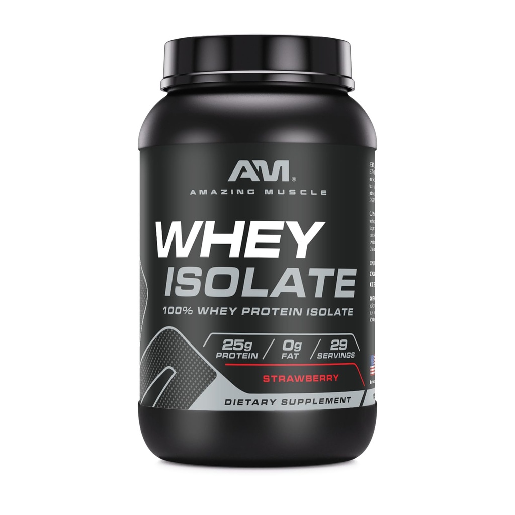 Increíble Muscle Whey Protein Isolate Powder ← 25 Grams Protein Por Serving Silencio 100% Whey Isolate ← Zero Fat ← Made in USA (2 Lb, Strawberry)