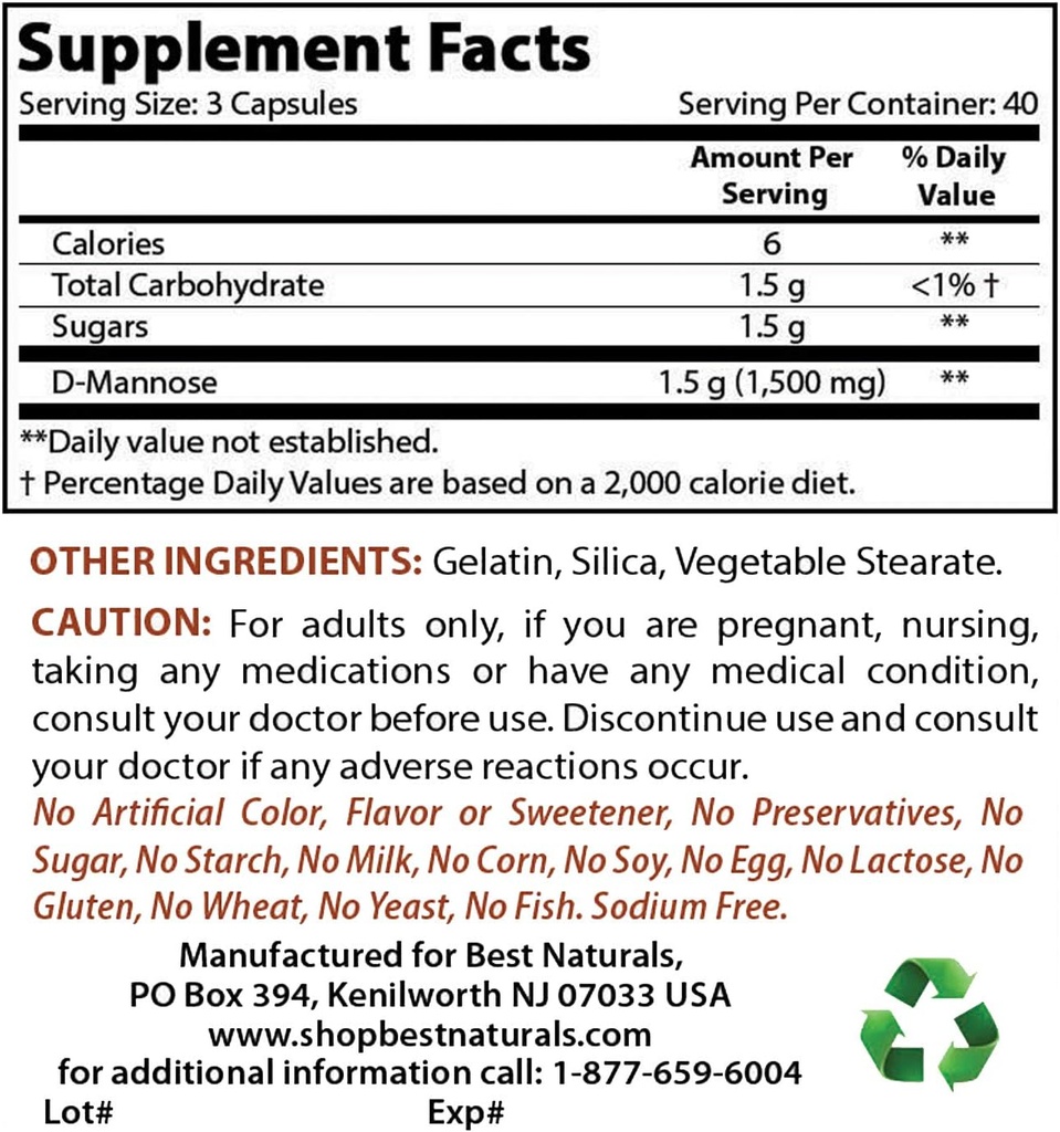 Mejores Naturales D-Mannose 1500 mg " Ashwagandha Extracto 500 Mg