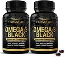 FREZZOR Omega 3 Negro para Cuidado Conjunto & Comfort - New Zealand Green Lipped Mussel Oil Capsules; 53x Potency Superior with UAF1000+ Super Antioxidant, No Fishy Aftertaste, 60 Cuenta (Pack of 2)