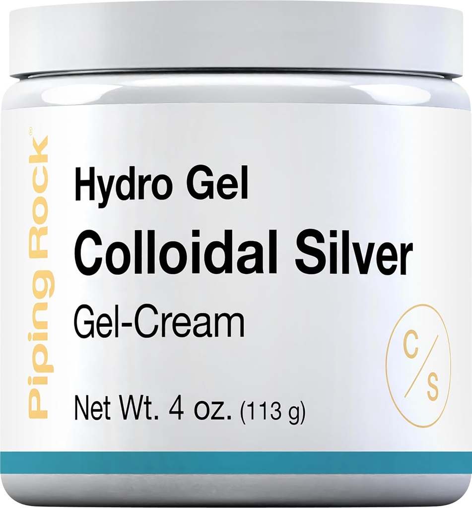 Piping Rock Colloidal Silver Cream Silencio 4 oz Silencio para Skin ← Crema de Hidro Gel Silencio No GMO, Gluten Gratis