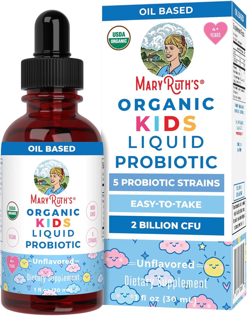 MaryRuth Organics Kids Probiótico Liquid Drops ← USDA Organic Probiotics for Digestive Health tención Ages 4+ Gut Health & Immune Support Supplement ← Salud general Silencio Vegan