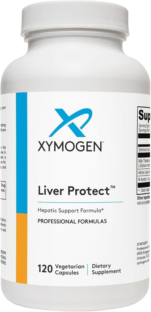 XYMOGEN Protector de hígado - Asistencia para la salud del hígado + Producción de glutatión - Extracto de esteto de leche, ácido alfa-lípoico ALA, N-Acetyl-L-Cysteine, Selenium L-Selenomethionine (120 cápsulas)