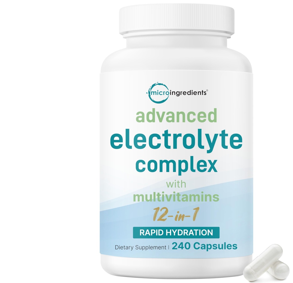 Advanced Electrolyte Complex Capsules for Hydration, 240 Count – Salt Pills with Himalayan Pink Salt, Sodium, Potassium & Magnesium – Sugar Free Electrolyte Tablets with Vitamin D3 & B1, Zinc