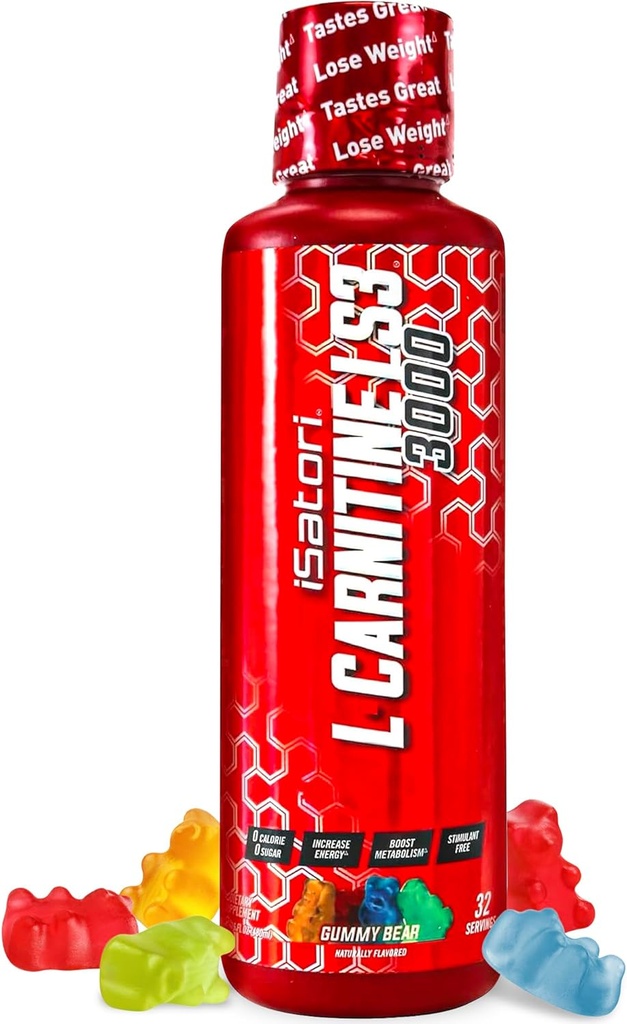 iSatori L-Carnitine LS3 3000, Triple-Blend Liquid L Carnitine Suplemento, con Acetyl & Tartrate, Estimulante Gratis, Calorias bajas, Azúcar & Gluten Gratis, Keto-Friendly, Gummy Bear Flavor (32 Servings)
