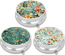 3 Caja de Píldora de Empaquetado, Funda de Píldora Pequeña para Purse & Pocket, Cute Travel Medicine Organizer, Portable Medicine Container Holder to Hold Vitamins, Medication, Fish Oil & Supplement, Pretty Flowers