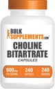 BulkSupplements.com Cápsulas de Bitartato de Choline - Suplementos de Choline L-Bitartrate - Choline 600mg, 2 Cápsulas por Serving, 240 Cápsulas (Pack of 1)