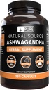 Ingredientes originales puros Ashwagandha (365 cápsulas) No hay magnesio o rifles de arroz, siempre puros, lab verificados