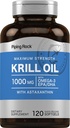 Piping Rock Krill Oil 1000mg Softgels Silencio 120 Conde ← Omega 3, EPA DHA Suplemento Silencio con Astaxanthin  Maximum Strength ←Non-GMO, Gluten Free