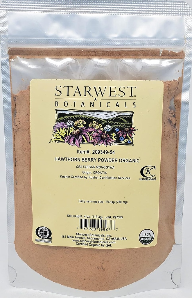 Hawthorn Berry Pwd Org - 4 Oz, (Starwest Botanicals)