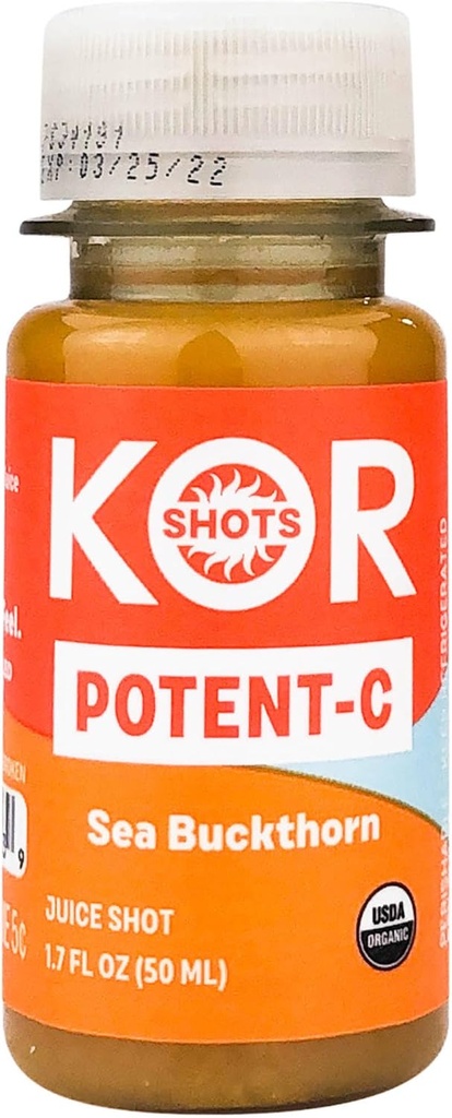 KOR Zapatos Sea Buckthorn y Baobab Shot - 1.7 Fl Oz - Potent C - Superfoods Zapato de vitamina C - USDA Certified Organic