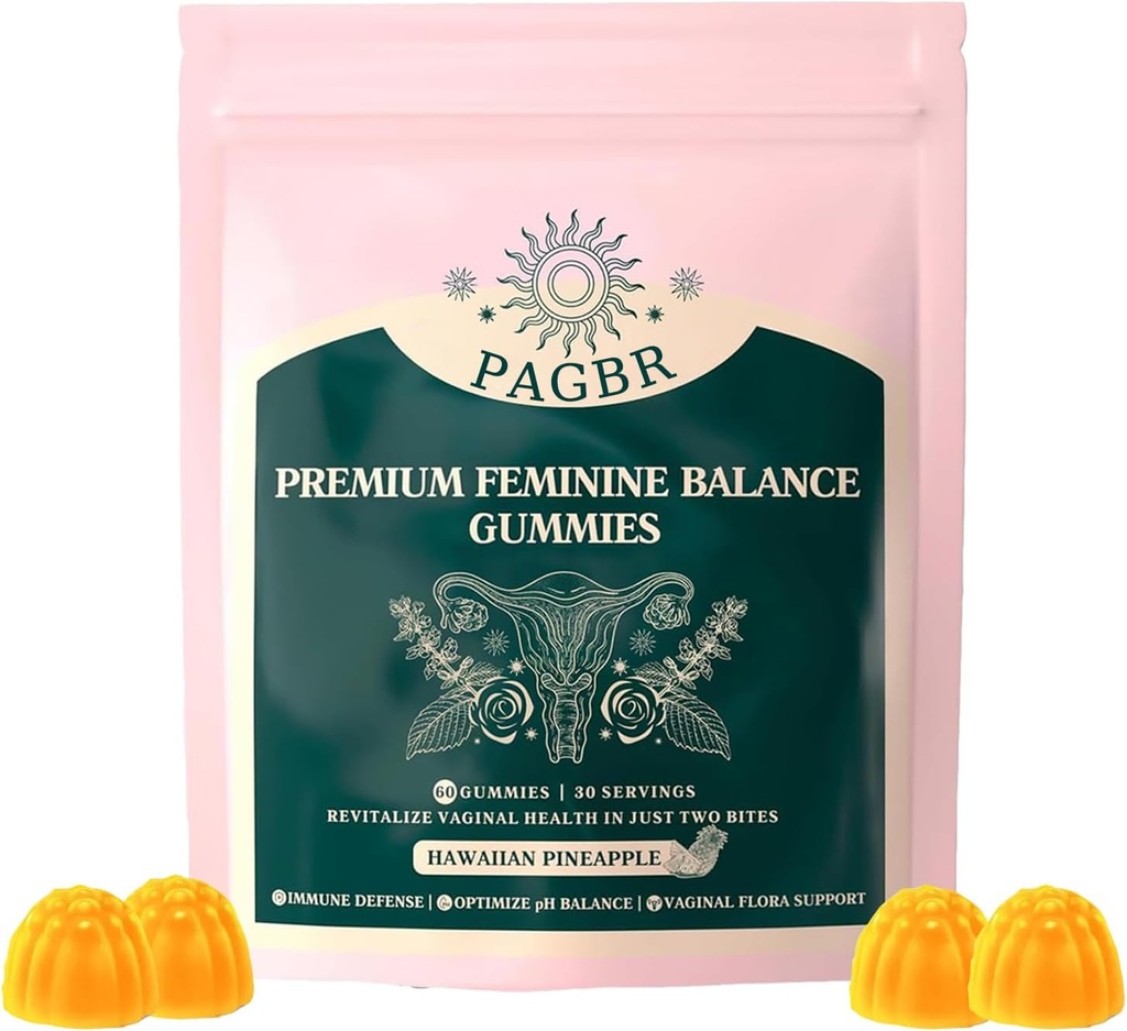 Vital Fuente Feminine Balance Pineapple Gummies for Improve Immune,Gluten-Free &amp; Halalth &amp; Wellness Hawaiian,Vegan for Women60 Gummies (1)