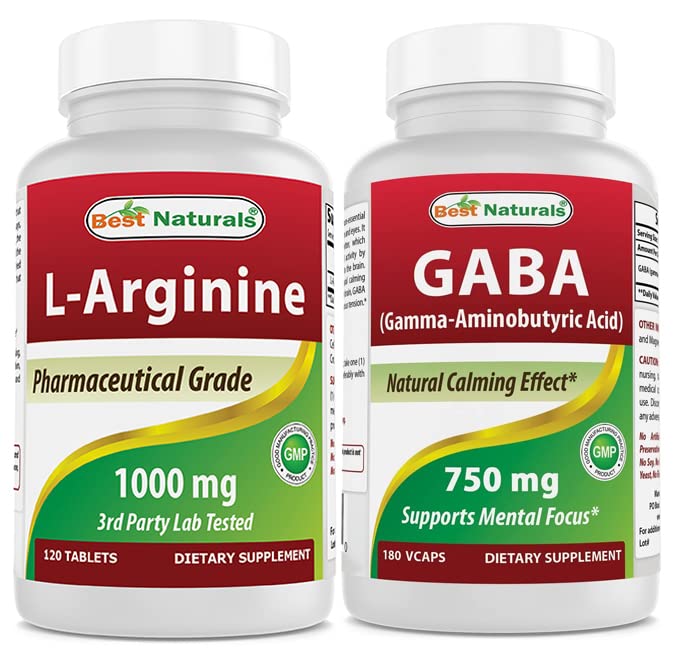 Mejores Naturales L-Arginina 1000 mg &amp; Suplemento GABA 750 mg