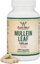 Mullein Leaf Capsules 10,000mg Fuerza, 180 Vegan Cajas Seguras sin Filleros para Pulmones y Salud Respiratoria por Madera Doble