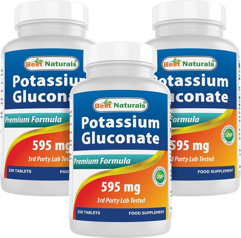 Mejor Gluconato de Potasio Natural 595 mg 250 Tabletas (250 Cuenta (Pack de 3))