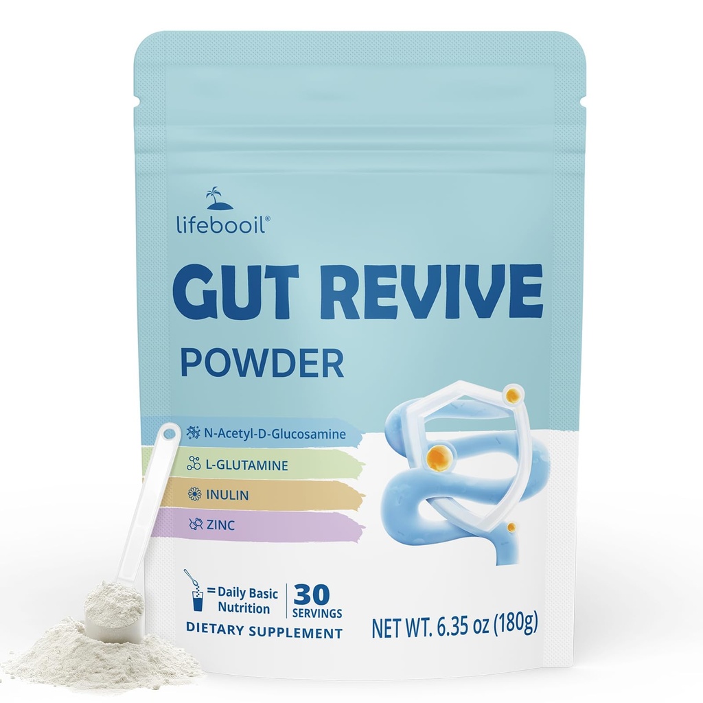 Leaky Gut Powder with L-Glutamine, Prebiotic, Licorice, Slippery Elm Bark for Gut Health & Digestive Health, Super Gut Powder Unflavoured - (30 Servings, 6.30 Oz)