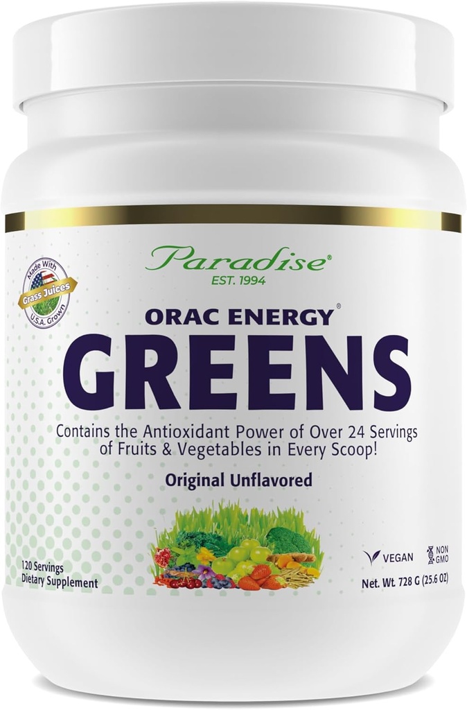 Herbs paradisiaco, ORAC Greens Powder, Potencia antioxidante de 24 Serviciones de Frutas & Verduras en 1 Ámbito, 120 Serviciones