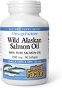 Factores de Omega por factores naturales, aceite de salmón de Alaska silvestre, soporta la salud del corazón y del cerebro con Omega-3 DHA y EPA, 90 Softgels