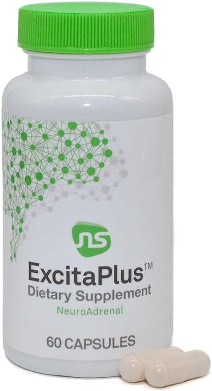 NeuroScience Adrenal Support Supplements for Men & Women - ExcitaPlus - Extra Strength Rhodiola & L Tyrosine Suplemento - Ayuda a reducir la fatiga " Alentar el cortisol sano (60 cápsulas)