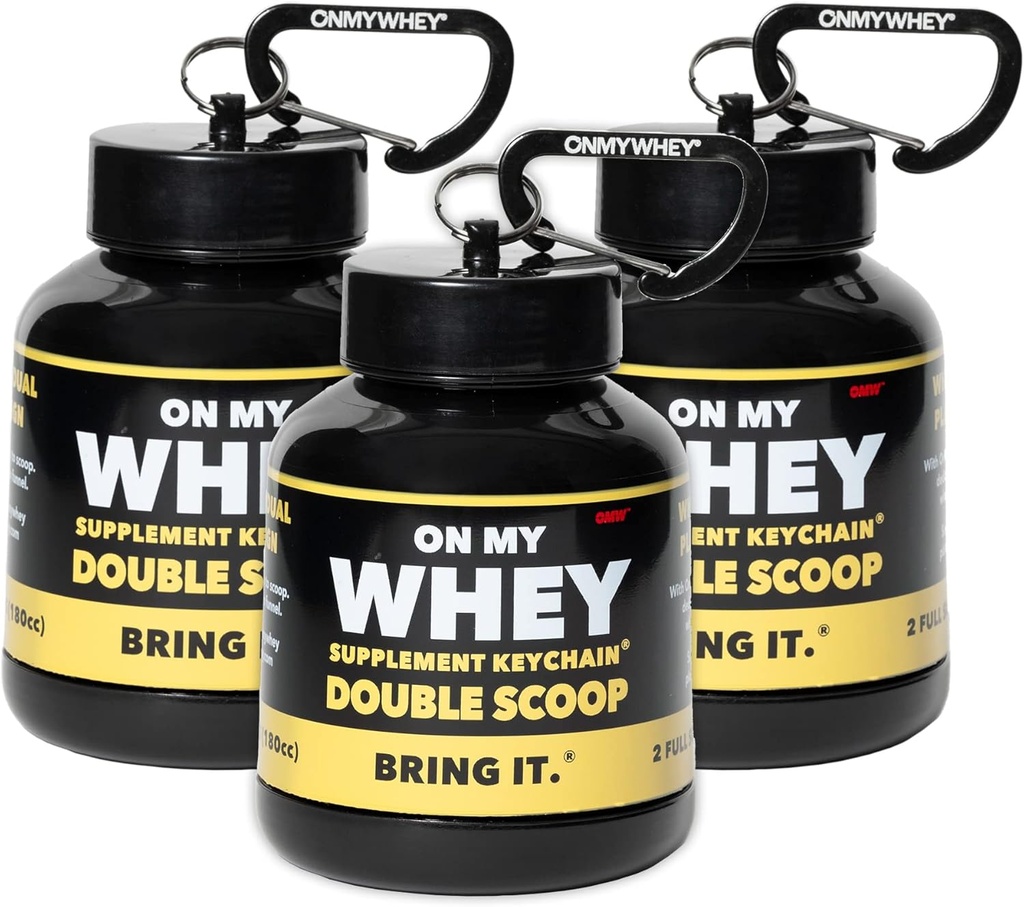 Container Protein Powder to Go - Botella de agua de viaje embudo para mezclas, Portable Pre Workout Suplemento contenedores & dispensador embudos, Mini Preworkout Suplementos Holder Keychain Bottles