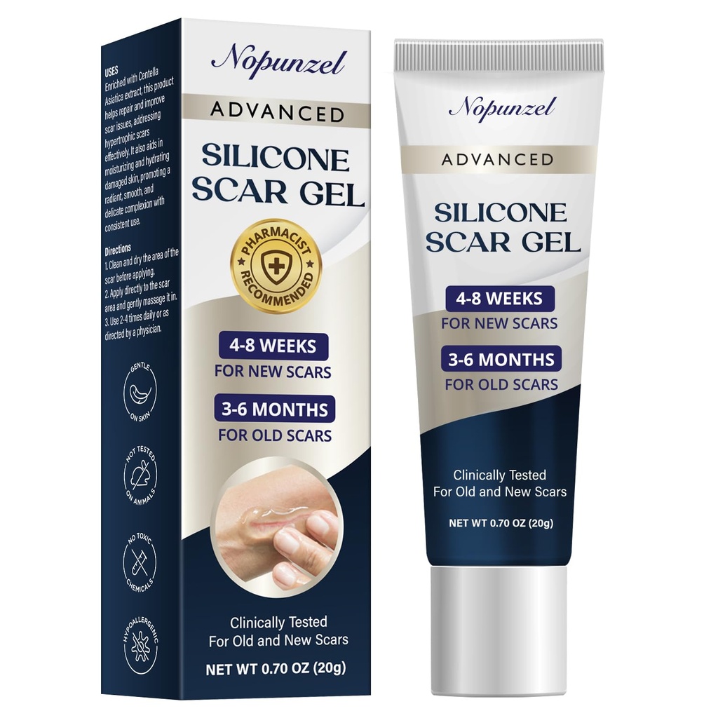 Correa de silicona: gel de silicona para cicatrices - Mejorar la apariencia de cicatriz para cicatrices viejas y nuevas - Silicona de grado médico - Escaldos avanzados - Cirugía - Lesiones - Estúpidos - Quemaduras - 20g