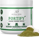 Polvo de limpieza de dientes para perros - Fortalecer Polvo dental para perros - Retirador de placas y Frenos Breath malo con suplementos verdes frescos - Contiene Kelp, Probióticos, y otros ingredientes de limpieza de dientes