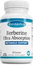 EuroMedica Ultra Absorción - Brain & Liver Health Support Suplemento - Suplemento de apoyo a la absorción ultraabsorción con extracto de raíz de arándanos indios - Vegan Capsules Ayuda Metabólica Salud - 60 cápsulas