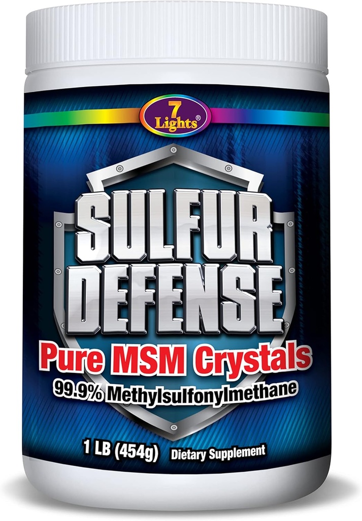 7 Luces Defensa de azufre Opti-MSM 99.9% Pure MSM Powder  sometida Dietary Supplement for Joints, Skin & Immune Support – Organic Methylsulfonylmethane Crystals, Vegan, Non-GMO, Gluten-Free – Made in USA (1 LB)