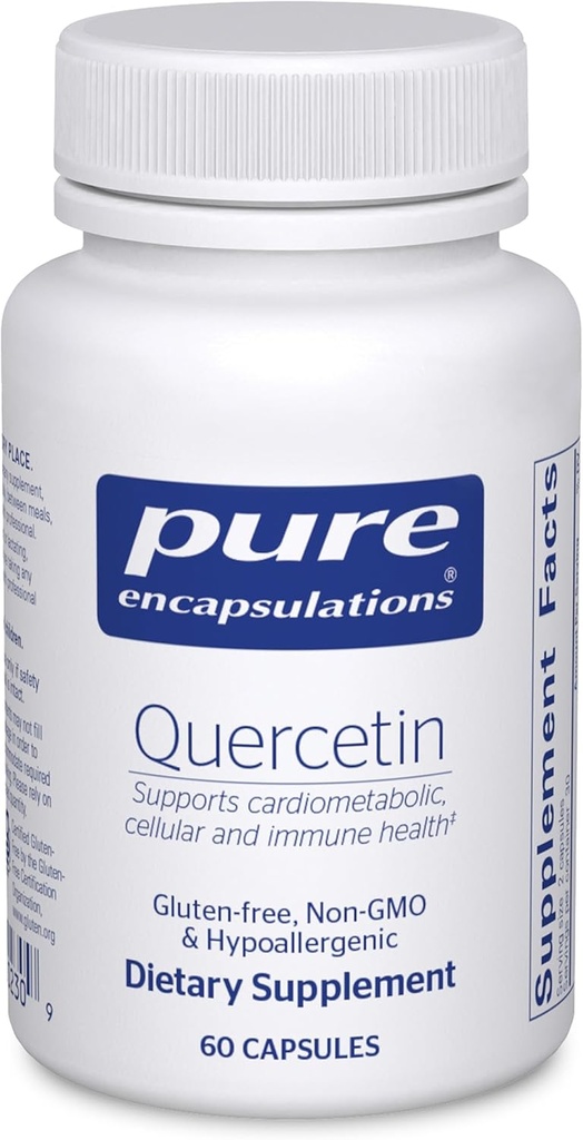 Encapsulaciones puras Quercetina - 500 mg - Apoyo Inmunitario, Salud Celular y Salud Corporal - Suplemento Antioxidante - Gluten Gratis - 60 cápsulas
