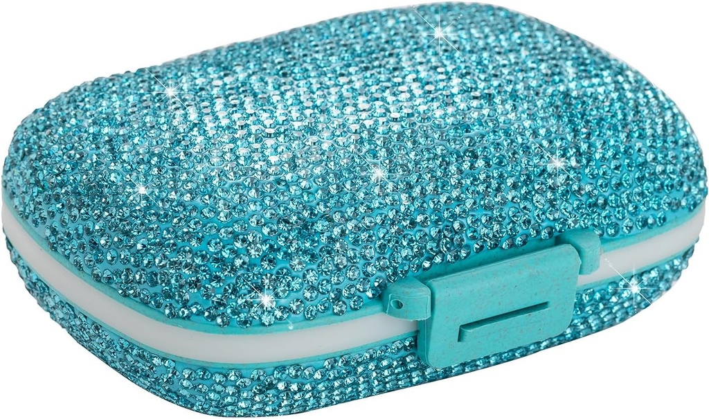 Organizador de la medicina de la píldora de viaje Caja de Pill Cute de Píldora de Píldora de Píldora de Píldora Mini Organizador de Píldora para Suplemento(Blue)