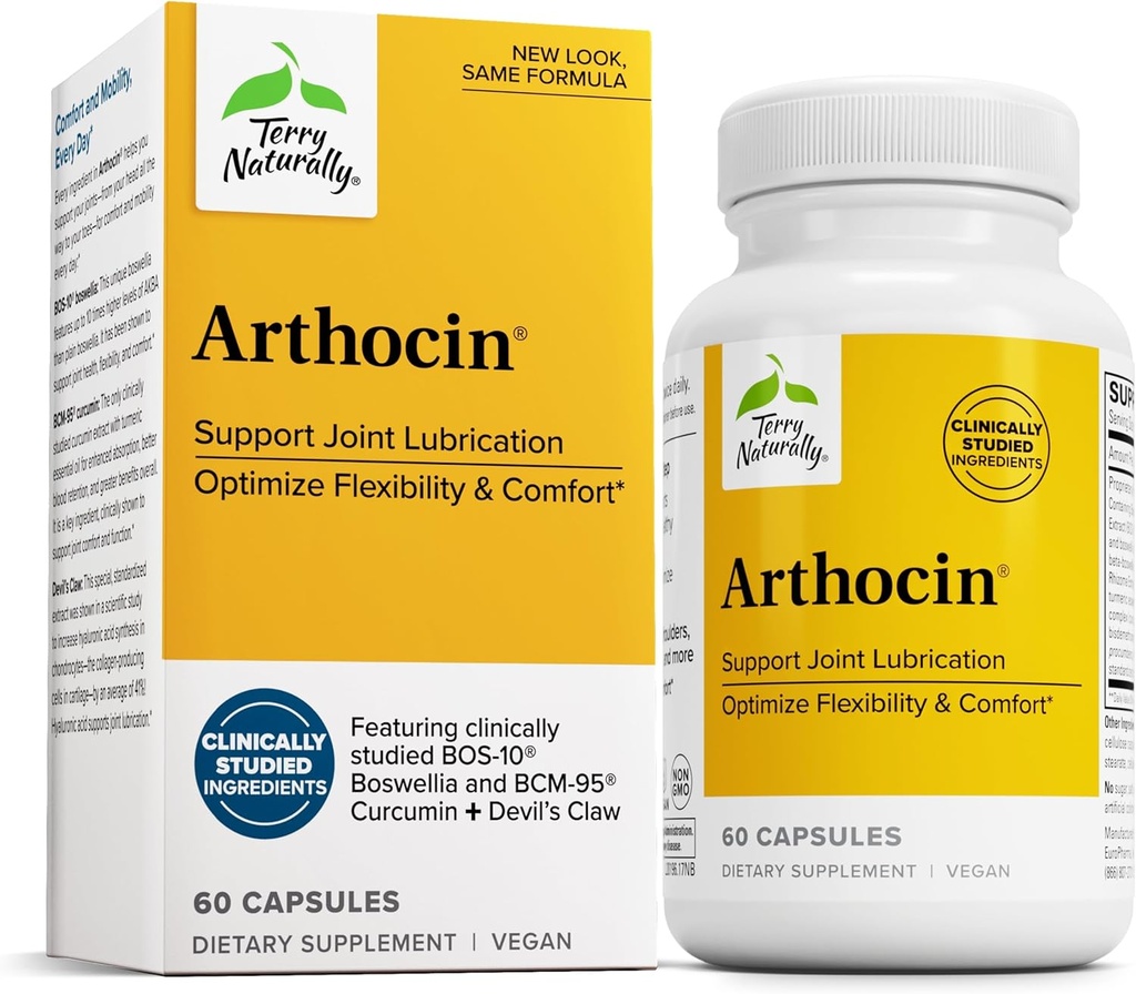 Terry Naturalmente Arthocin - Boswellia Serrata Capsules con la garra del diablo " Curcumin - Suplemento de apoyo a la salud conjunta de columnas - suplementos herbarios Comfort " Absorción - 60 cápsulas